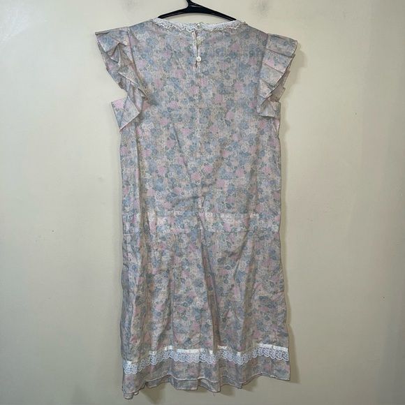 GUNNE SAX JESSICA MCCLINTOCK Vintage Girls Floral Lace Bib Collar Dress 12 - Picture 3 of 3